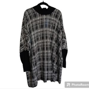 Lane Bryant Black & White Plaid Tunic Knit Top Size 26/28